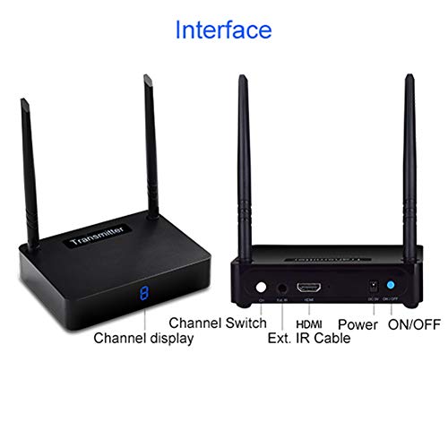 HD585 Wireless HDMI Extender Audio Video Extender WiFi Transmitter Receiver up to 350m /1150 feet IR Remote Signal Return Function with 8 Channels (4Pcs/Set)