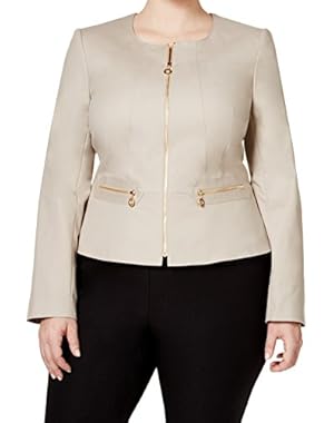 Calvin Klein Women's Plus Full-Zipped Jacket Beige 22W