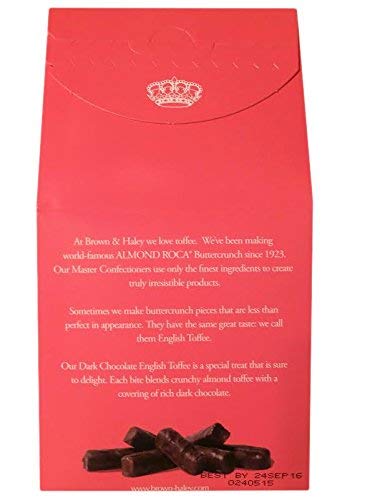Dark Chocolate English Toffee, Covered In Luxurious Dark Chocolate! Brown & Haley Has Been Making World Famous Almond Roca Since 1923 With Only The Finest Ingredients!