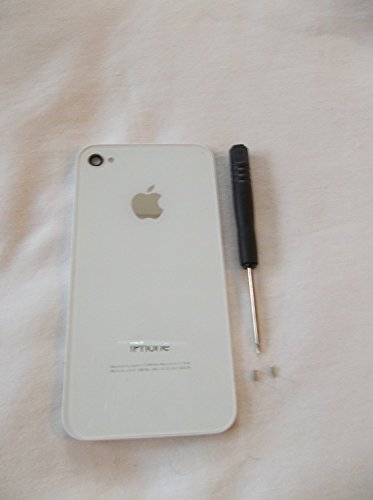 OEM Replacement Glass Back Battery Cover & Frame for iPhone 4 4G (CDMA) in WHITE for Sprint or Verizon + Pentalobe Screwdriver + Pentalobe Screws (A1349)