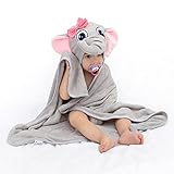 Baby Hooded Towel Upsimples Elephant Baby Towels for Baby Girls 35×35 Inches Ultra Large 500GSM Super Soft Organic Bamboo Baby Bath Towel for Infant Toddler | Baby Girl Shower Gift Photo Shoot Props