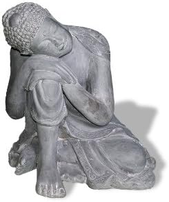 Amedeo Design 2200-9G Resting Buddha Statue, 22 by 23 by 20-Inch, Lead Gray