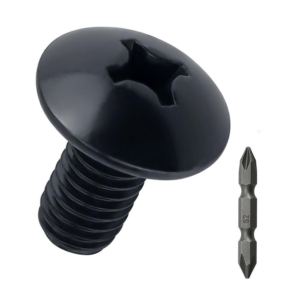 Photo 1 of 100-pack M3-0.5 x 6mm Truss Head Machine Screws 100 Pcs, Stainless Steel 304 (18-8), Black Oxide Coated, Phillips Drive, Fayeploo (with Phillips Bit)