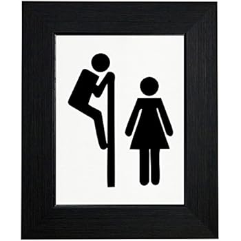 Amazon.com: Royal Prints Funny Man Looking Over Bathroom ...