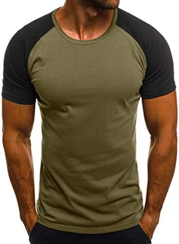 Men's Casual Raglan Block Short Sleeve T-Shirts Slim Fit Stretch Crew Neck Wicking Baseball Tee Tops