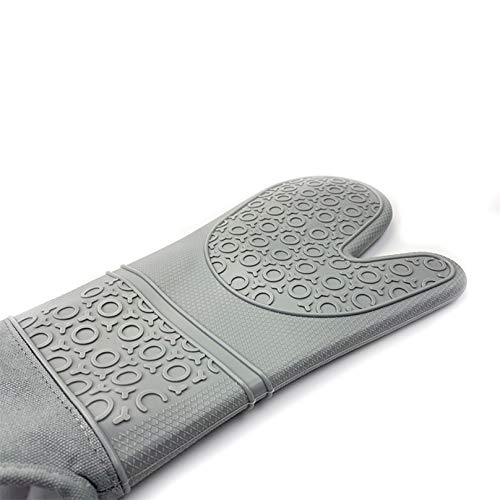 Extra Long Silicone Oven Mitts Baking Set and Pot Holders, 6Pcs Quilted Liner Heat Resistant Non-Slip Gloves with Mini Oven Gloves, Hot Pads for Kitchen Baking Cooking