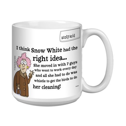 Aunty Acid Funny Extra Large Mug, 20-Ounce Jumbo Coffee Cup, Hilarious Gag Gift for Office Coworkers, Snow White XM27823 - Tree-Free Greetings