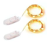 Litake Waterproof Battery String Lights Silver Wire Fairy Indoor LED String Light for Decorative Christmas Holiday Wedding Parties(6.5ft-20LEDs-Warm White-CR2032 Battery Box)-2 Packs
