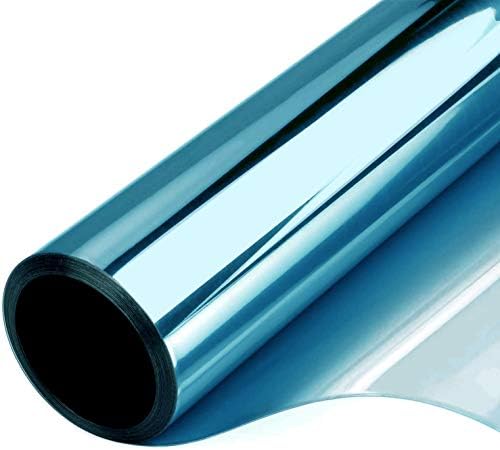 Yibaision 窓ガラスフィルム マジックミラー フィルム Uvカットフィルム 断熱フィルム 飛散防止シート 透明 遮熱シート 窓 目隠しシート 水で貼る 貼ってはがせる 遮光フィルム 窓ガラス 紫外線カット 日差し 暑さ対策 防犯フィルム ブルーシルバー 90 0cm