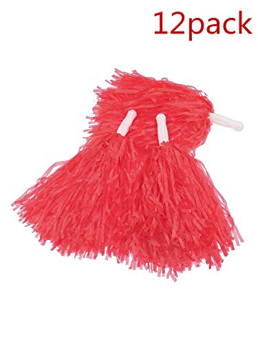 PUZINE 12 Pack Cheerleading Pom Poms Sports Dance Cheer Plastic Pom Pom for Sports Team Spirit Cheering - Thumbnail 3