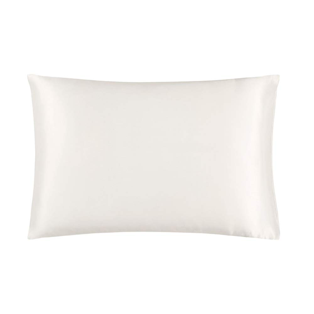 Mommesilk Mulberry Silk Pillowcase for Hair 19 Momme Housewife Charmeuse 100% Pure Silk 40x80 cm Ivory Envelope Closure