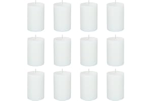 DEYIR 12 Pack 2x3 Inch Pillar Candles, Unscented Column Candles for Home Restaurants Spa Church Weddings, Smokeless Dripless and Clean Burning Emergency Candle - White