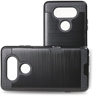 BaLeeLu for LG V20 [One Card Holder Slot] Silicone TPU+PC [Dual Layer Shockproof] Non-Slip Phone Cases Cover (Black)