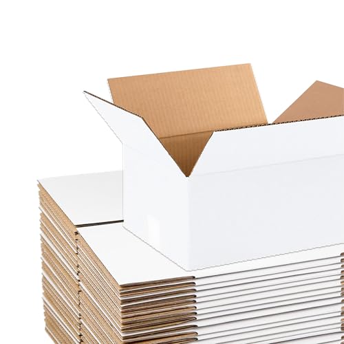 BOX USA White Shipping Boxes 12"L x 10"W x 6"H (25 Pack) Small Medium Mailing B…