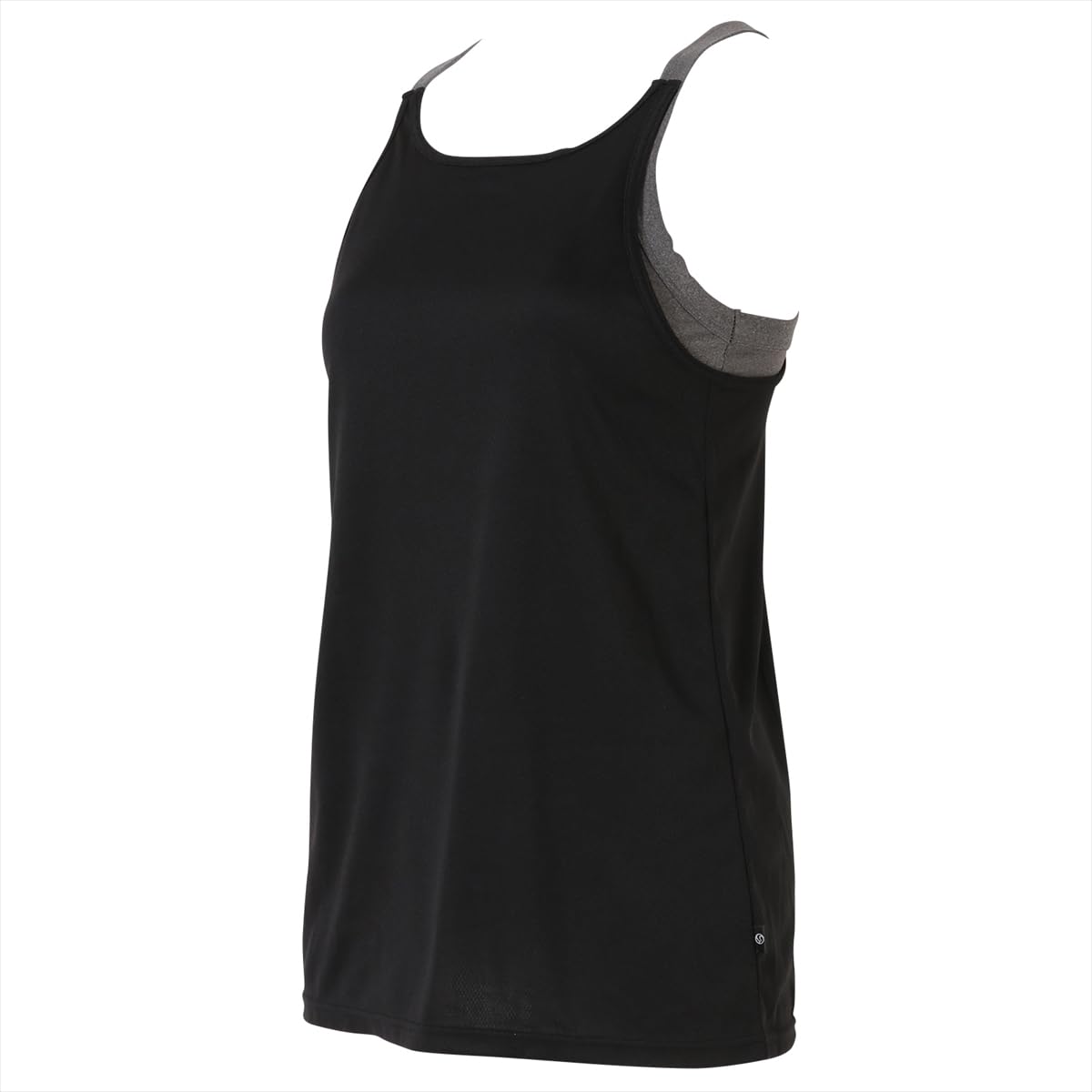 [アツギ] タンクトップ [クリアビューティアクティブ] ヨガ レイヤード カップ付きキャミソール 重ね着風 47017CS レディース ブラック/グレー LL商品画像