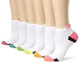 Gold Toe Women's 6 Pack Pair Neon Socks, Pink/Sunset/Yellow/Green/Blue/Purple, 9-11