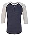 Alternative Men's Raglan 3/4 Sleeve Henley Shirt, Navy/Oatmeal, Medium