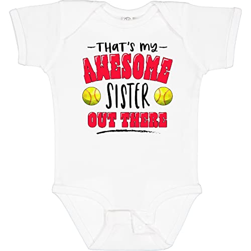 inktastic That's My Awesome Sister Out There with Softballs Baby Bodysuit