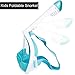 HELLOYEE Full Face Snorkel Mask for Adults Kids Panoramic View Snorkeling Mask Free Breathing Anti-Fog Anti-Leak Design with Detachable Camera Mount (Foldable Green, XS)
