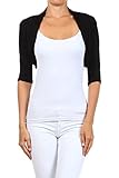 Modern Kiwi Solid Long Sleeved Bolero Shrug Top Black Small