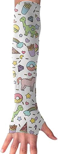 Unicorns Dinosaurs Donuts Burgers And Fries Climbing Sun Protection Arm Sleeves Sport