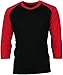 Angel Cola Men's Cotton Raglan 3/4 Sleeve Baseball T-shirt Jersey BLK/RED M