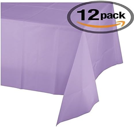 12-Pack Disposable Plastic Tablecloths - 54 x 108 Inch Size Table Cover (Lavender)