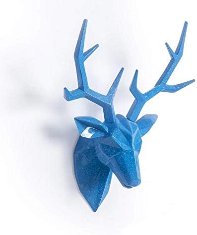 YJ Home Deer Head Wall Decor - Animal Head Wall Sculptures (X-Large, Blue Deer B)