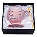 Oyiyou Moms Mug Gifts - Mother's Day Gifts Birthday Gifts from Daughter Son - Remember I Love You Mom - Pink Marble Ceramic Coffee Cup 14oz and Coasters