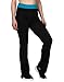 HDE Women's Color Block Fold Over Waist Yoga Pants Flare Leg Workout Leggings,Black & Teal,Small