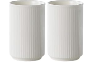 Sizikato 2pcs Vertical Stripes Porcelain Tumbler Cup,Tooth-Brushing Cup for Bathroom.