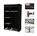 Homebi Clothes Closet Portable Wardrobe Durable Clothes Storage Non-Woven Fabric Wardrobe Storage Organizer with Hanging Rod and 6 Shelves,41.73”W x 17.72” D x 65.35”H (Black)