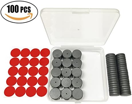 Ceramic Industrial Magnets Round Disc Ferrite Magnets with adhesive 20 dots for Crafts Refrigerator School 1 Inch 25X5mm Grade 5,100 pcs