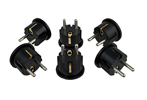 Instapark IPA-20-6P Heavy-duty USA/America Type A (2-Pin) & B (3-Pin) to European Type E & F / Schuko Electrical Wall Outlet / Socket Plug Adapter for Travel, 6-Pack (Black)