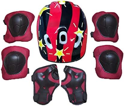 Kids Skateboarding Protective Gear Set, Roller Skating Helmet Wrist Elbow Knee Pads for Scooter Rollerblading Cycling Other Extreme Sports