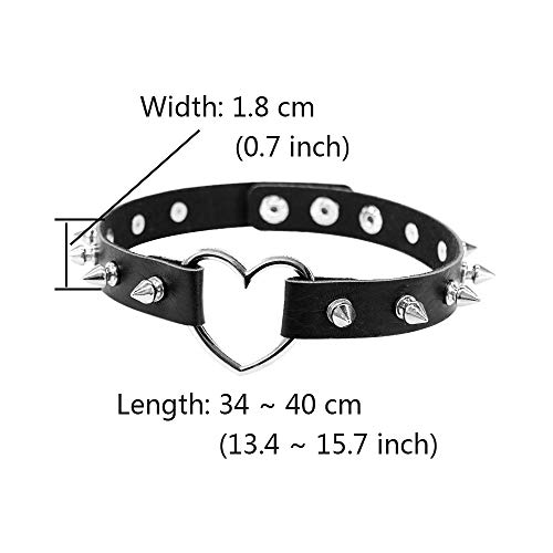 Daimay-2PCS-Collana-Girocollo-Cuore-Gotico-Lolita-Rivetto-Punk-Rock-in-Pelle-PU-Collare-Cosplay-Nero-Anni-90-Misura-Regolabile-Nero