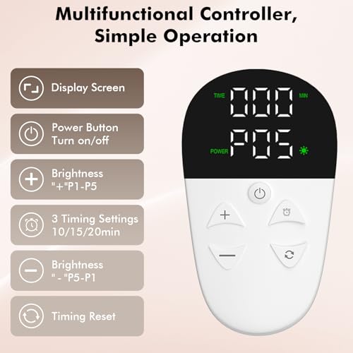 Near-Infrared Light for Face, Portable LED Face mask with Power Bank, Red Light Lamp with Timing Function at Home
