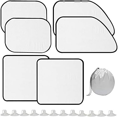 Car Window Shade 6PCS - Universal Folding Car Windshield Sun Shades with Storage Bag- 100% Reflect Folding Sun Protection and UV Ray Reflector，Include Windshield Shade, Rear Window Shade, Side Window