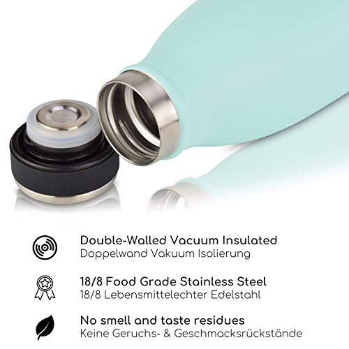 Milu Edelstahl Trinkflasche 350ml 500ml 750ml 1L 1,5L Thermosflasche, Isolierte Wasserflasche, Auslaufsichere Isolierflasche doppelwandig, Kohlensäure geeignet inkl. Reinigungsbürste (Mint, 1000ml) – Bild 4