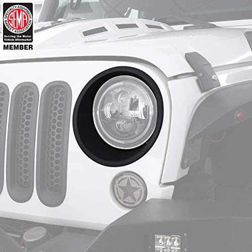 Hooke Road Matte Black Headlight Bezels Headlight Cover Trim for 2007-2015 Jeep Wrangler JK & Wrangler Unlimited