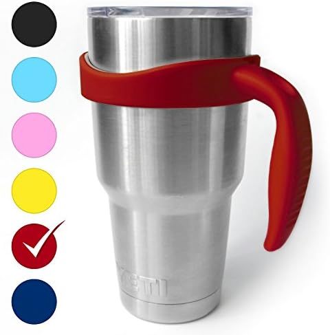 The Original Yeti Grip - Handle for 30 oz. Rambler Tumbler - Fits YETI, RTIC, Ozark Trail, Member’s Mark and more (red)
