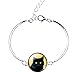 Women Shiny Green Eye Black Cat Crescent Moon Pendant Collar Necklace Time Gem Earrings Bracelet Set