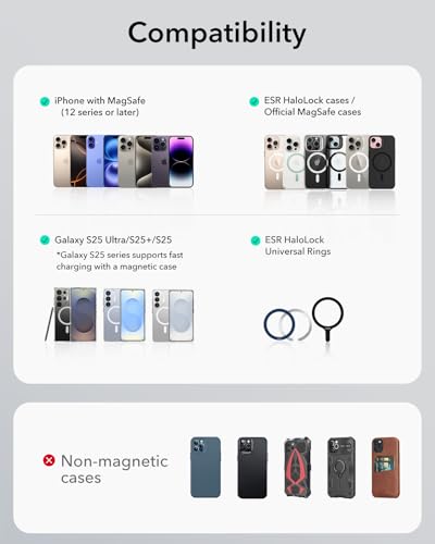 ESR for MagSafe Car Mount Charger with CryoBoost, Phone Cooling MagSafe Car Charger, Magnetic Wireless Car Charging, Air Vent/Dashboard Car Phone Holder for iPhone 17/16/15/14/13/12,S25, Fast Charging