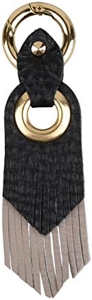 Leather Tassel Bag Charm Fob (Black)