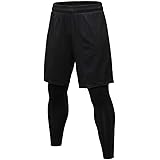 TOPTIE 2 in 1 Men's Active Running Shorts, Basketball Tights Pants
