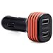 Aduro POWERUP 3.1 Amps/10W Dual USB Port Rapid Car Charger for Apple iPhone, iPad, Samsung Galaxy S3 / S4, Motorola DROID Razr, LG, HTC (Retail Packaging) Black/Red