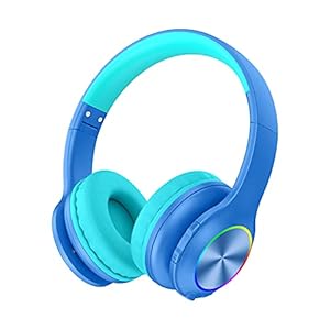 2023 Bluetcooth Kids Headphones Fit for Aged 3-21, Colorful LED Lights Comfort Wireless Headphones with Microphone 94dB…