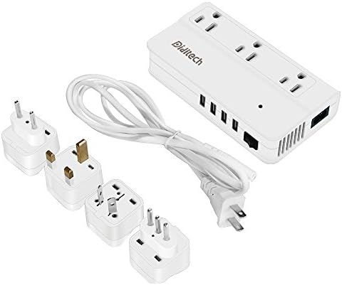 Voltage Converter 220V to 110V Universal Travel Adapter Japanese Design Power Converter for US/UK/EU/AU/IT Worldwide Plug Adapter Power Strip, White (White1)
