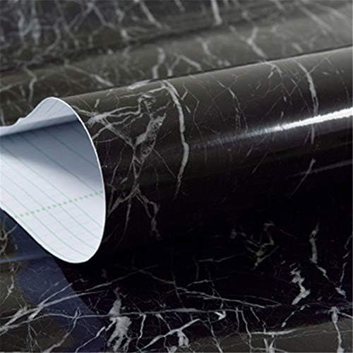 Tesrangsom Modern Thick Waterproof Self Adhesive Wallpaper for Furniture Renovation Marble Contact Papers for Bathroom Kitchen Home Decals Jazz Black 3m X 40cm