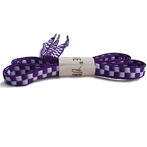 YJRVFINE 2 Pair 45.28"Personalized Rainbow Purple White Plaids Stripe Pattern Flat Casual Shoelaces String Plaid Shoe Laces